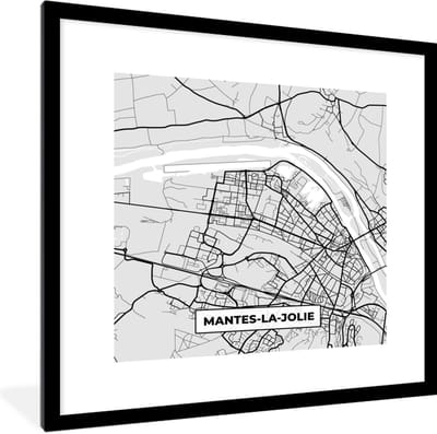 Fotolijst incl. Poster - Kaart - Stadskaart - Frankrijk - Nantes-la-Jolie - Plattegrond - 40x40 cm - Posterlijst