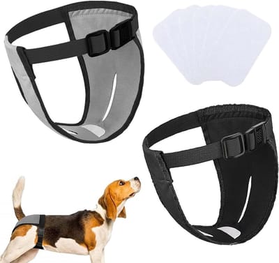 Hernieuwbare hondenluiers voor vrouwelijke honden in de loopsheid, verstelbare onderkleding met 6 hygiëne-inleggers voor maandelijkse cyclus en fysiologische behoeften