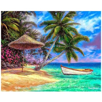 Diamant borduurwerk 5D diy diamant schilderij landschap strand boot kruissteek thuis schilderijen 20X30CM black