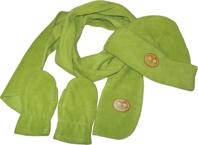Kindersjaal 120 cm + Muts 52/54 + Wanten/Handschoenen maat 2 - Groen
