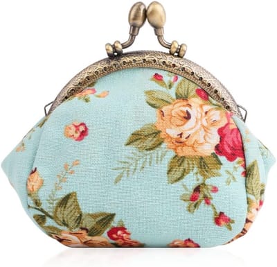 Vrouwelijke Vintage Handtas met Bloemenprint - Buckle Clutch en Muntportemonnee met Knoopsluiting voor Kleine Spullen en Accessoires
