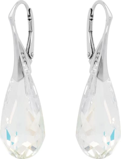 DBD - Zilveren Oorbellen - Swarovski Kristal Elements - Druppel - Crystal AB - 24MM - Anti Allergisch