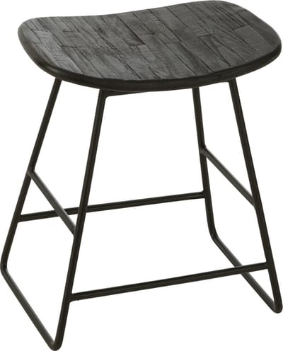J-Line stoel Rechthoekig - gerecycleerd hout - zwart - small