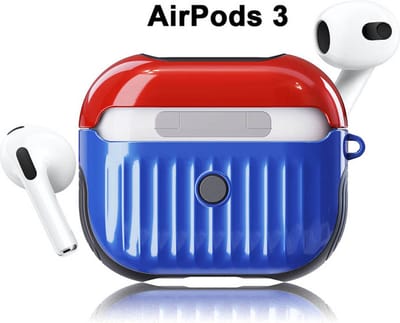 Koffer case cover - Apple Airpods 3 - blauw rood - siliconen