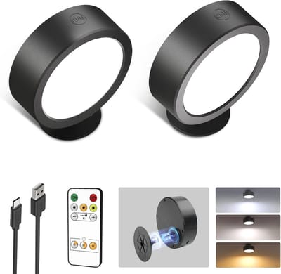 Draadloze Wandlamp met Afstandsbediening - 5500 mAh Batterij, 3 Kleurmodi, Dimbaar - Set van 2