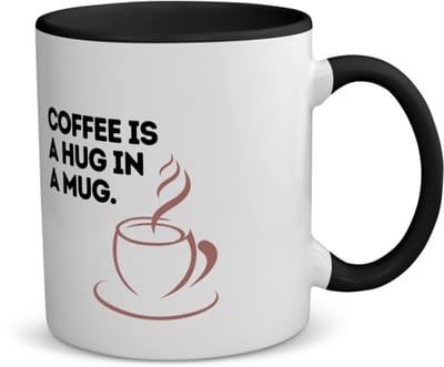 Akyol - coffee is a hug in a mug koffiemok - theemok - zwart - Koffie - koffie drinkers/liefhebbers - verjaardagscadeau - cadeau - kado - geschenk - verjaardag - collega's - 350 ML inhoud