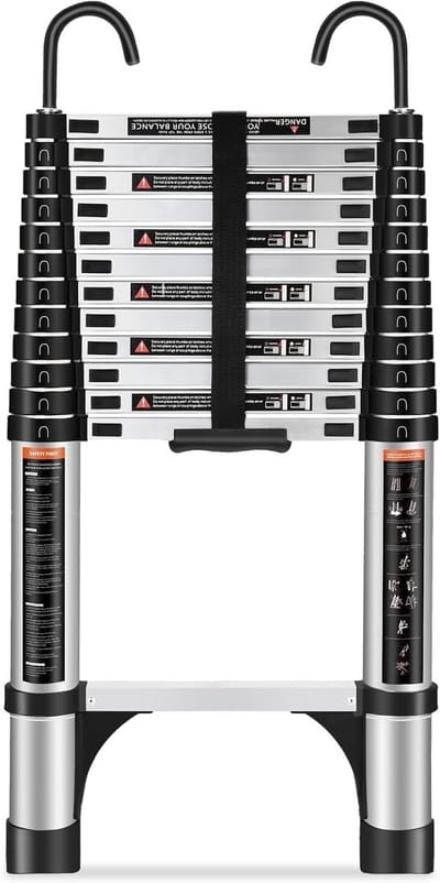 Intrekbare Telescopische Ladder 2,6 m - Vouwladder voor Binnen en Buiten - Maximaal 150 kg