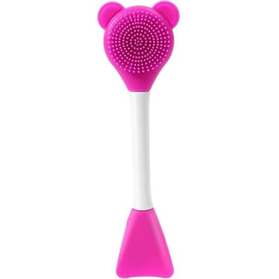 Dubbele kop gezichtsmaskerborstel Siliconen applicator Lepel Spatel Roerstaafje Vrouwen Huid Gezicht Reiniging Zorg Thuis Make-up Gereedschap rood