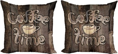 ABAKUHAUS Moderne decoratieve kussenhoez 2-pack, Coffee Time Grunge achterkant, 40x40 cm, Umber Cream Cocoa