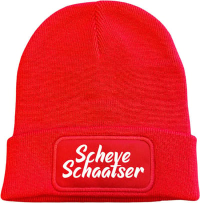 Schaatsmuts rood - Scheve schaatser - soBAD. | Wintersport | Après ski outfit Warme Muts voor Volwassenen | Heren en Dames Beanie | Schaatsen | Wintermuts