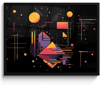 Poster in lijst - Fotolijst 70x50 cm - Posters - Abstract - Vormen - Lijnen - Kleurrijk - Posterlijst zwart - Decoratie - Wanddecoratie woonkamer - Muurdecoratie slaapkamer