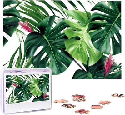 Houten Puzzel - Foto Legpuzzel - Ontspanning en Gezelligheid - Gepersonaliseerd Ontwerp - 1000 Stukjes - Tropische Bladeren