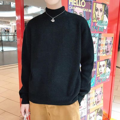 Herfst en Winter Halfhoge Col Heren Dikke Losse Koreaanse Versie van De Trend Persoonlijkheid Plus Fluweel Dikke Warme Kraag Trui. 2XL zwart