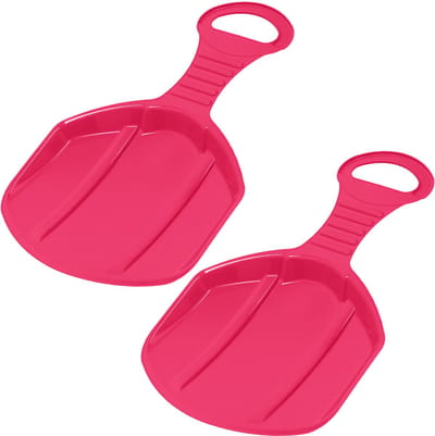 KOTARBAU® 2 x Sneeuwschijf, Kunststof, 53x34x3.5 cm, Roze, Schotel Slee Plastic, met Handgreep, Rodelen, Sneeuwglijder, Slee, Bobsleeën, voor Kinderen en Volwassenen,Lichtgewicht en Stevig