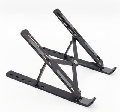 New Age Devi - Verstelbare Opvouwbare Laptop Standaard Zwart - anti slip - Plastic-Aluminium - MacbookIpad - MicrosoftWindows - 10-17 inch