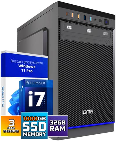 Intel Compleet PC | Intel Core i7 | 32 GB RAM | 1000GB SSD | DVD+RW | USB Cardreader | Windows 11 Pro | WiFi & Bluetooth