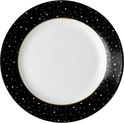 Dutch Rose Loft Zwart-Wit Gebaksbord Zwart met Glitters 18 cm