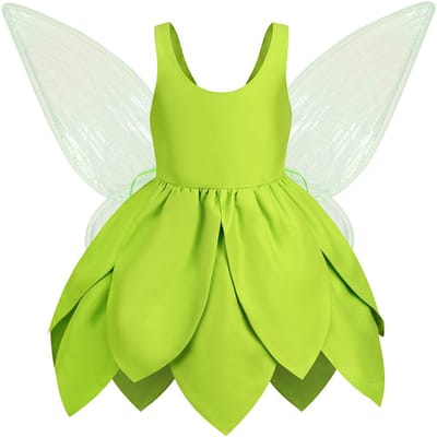 Baby Meisje Tinkerbell Fee Jurk Kind Groen Blad Vormgeving Bos Elf Cosplay Kostuum Peuter Cosplay Halloween Carnaval Outfit 5-6T Tag-130