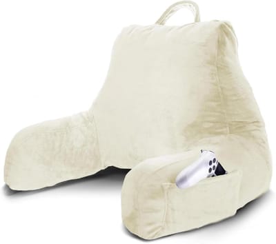 Leeskussen met Armleuningen - Bedkussen Bankkussen - Comfortabel Lezen - Afneembare Hoes - 70 x 45 cm - Velours Beige