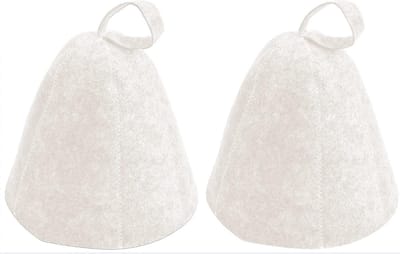PolkaHome 2 Stuks Sauna Muts – Saunahoed – Sauna Hoed van Wolvilt | Premium Sauna Accessoires (wit)