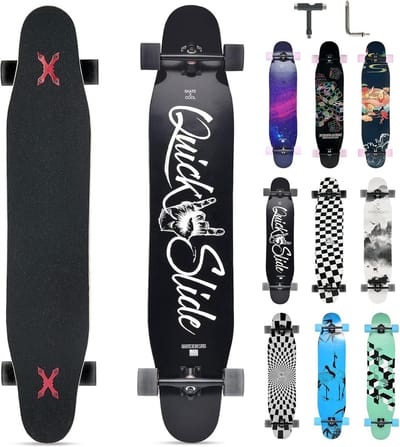 Skateboard - Longboard - Straat cruisen - 8-laags esdoorn dek - 106 cm - Zwart wit