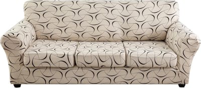 Stretch bankhoezen voor 1/2/3-kussens bankmeubelhoezen met verbeterde, dikkere jacquard-stof (eenvoudig elegant, 3 kussenbankhoezen)