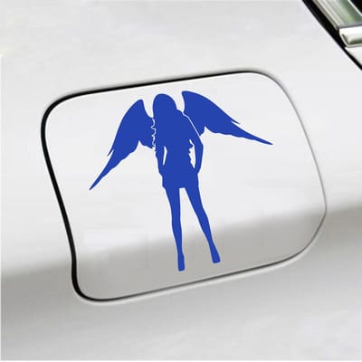Bumpersticker - Dame Engel - 13 X 14 - Blauw