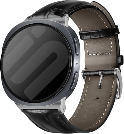 Strap-it Luxe lederen band - Crocodile bandje leer met gespsluiting geschikt voor Samsung Galaxy Watch 9 (40/44mm) / Watch 8 (40/44mm) / 8 Classic (46mm) - zwart