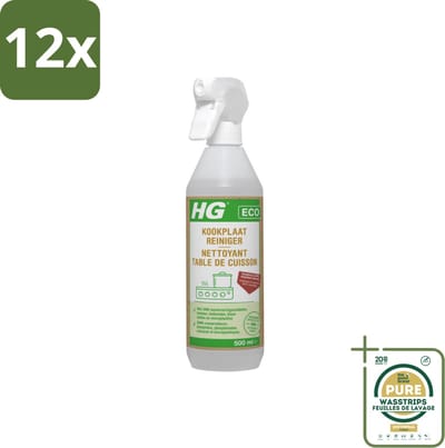 HG ECO - Kookplaatreiniger - Verwijdert Gemakkelijk & Snel - Duurzaam & Ecologisch - 500 ml - Voordeelverpakking - 12 stuks - Ecologische schoonmaak - Milieuvriendelijk