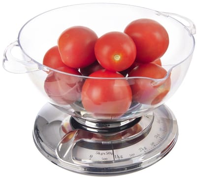 Orion - Mechanische Keukenweegschaal - 5 kg - Retro Design - Zilver/Transparant