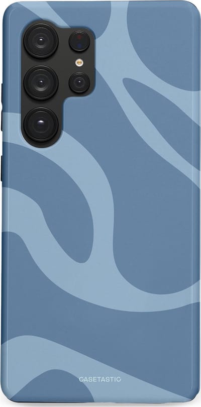 Casetastic hoesje geschikt voor Samsung Galaxy S25 Ultra - Dubbellaagse bescherming - Blauwe Water Golven - Fashion Case - Grijs Lichtblauw