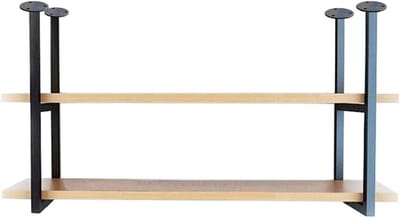 Pannenrek Keuken Wijnrek Plafondmontage | Pannenrek/Hangende Plank Hanger Organiser Keuken Opbergplanken Lade Houder, Hout en Metaal, Hoogte 40 cm / 80 cm (Afmetingen: 2-laags 100 × 30 × 8