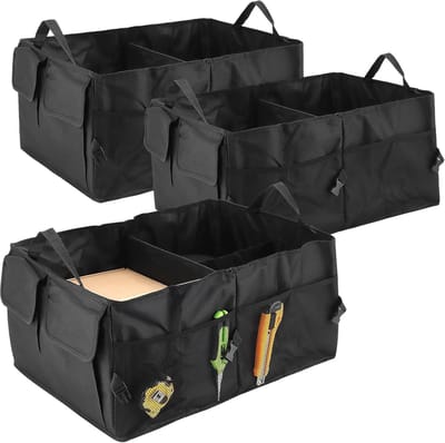 3 Pcs Trunk Organiser - Foldable Trunk Organizer - Black Trunk Shopping Bag Tidy - Large Storage Boxes voor Alle Voertuigen - 56 x 39 x 26.5 cm