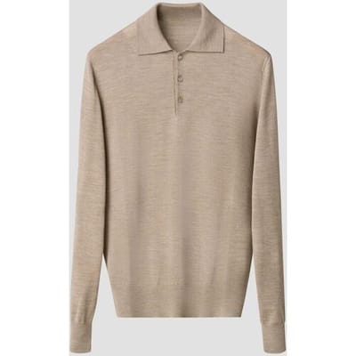 Eton Trui Polo Pullover Luxury Extrafine Merino Beige / male