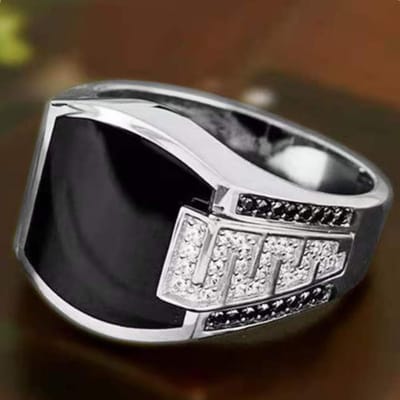 Nieuwe Punk Turkije Vintage Ringen Geometrisch Ovaal Zwart Geschikt Voor Jubileumfeest Bruiloft Herenringen High-End Luxe Sieraden 10 gray