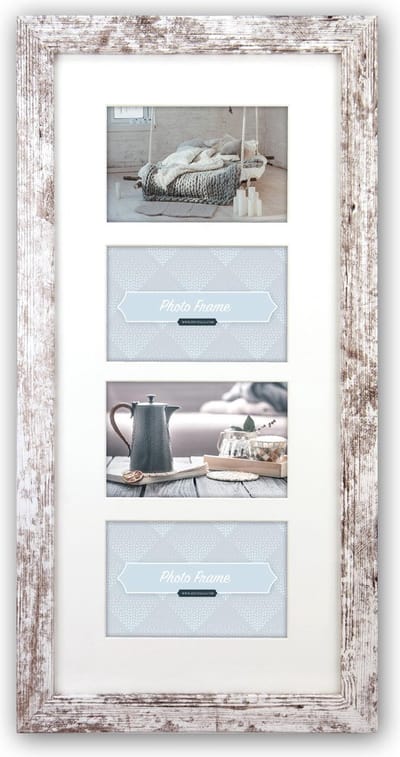 ZEP - Houten multi fotolijst wit/bruin Nelson 6 4Q voor 4 foto's 10x15 - V24106