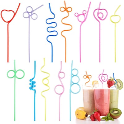 longziming - Drinkrietjes - Creatieve vorm rietjes - Gekke rietjes - Gekrulde rietjes - 11 stuks - 25-27 cm - PVC - Vaatwasmachinebestendig - Felle kleuren