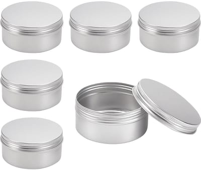 Dailygoods- Aluminium Blikjes 200 ml - 6 Stuks - Schroefdeksel - Duurzaam Aluminium - Ronde Blikjes - Voor Specerijen en Knutselbenodigdheden - Opbergblikjes