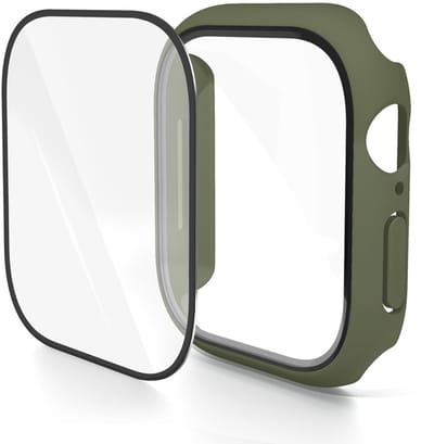 Screenprotector case - geschikt voor Apple Watch 10 / 11 42mm - full cover hoesje - gehard glas - 42 mm - volledige bescherming - groen