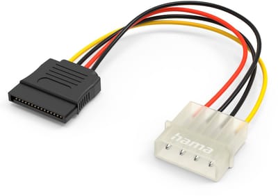 Hama Stroom Aansluitkabel [1x IDE-stroombus 4-polig - 1x SATA-stekker 7-polig] 0.15 m Zwart, Geel, Rood