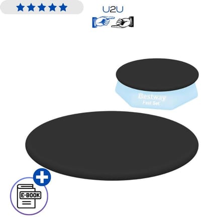 Bestway Zwembad Afdekzeil 58032 244 cm - Pool Cover Met Bevestigingskoorden Drainagegaten Bescherming Tegen Bladeren Insecten Vuil En Warmteverlies Voor Rond Zwembad Met Ebook