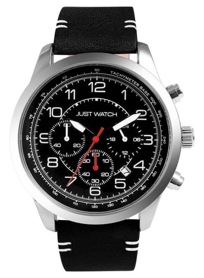 JUST WATCH Herenhorloge echt leer Atticus, Mineralglas
