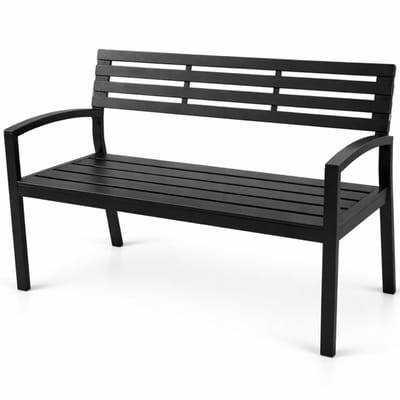 HEM Tuinbank Staal Zwart 115 x 55 x 85 cm – Moderne Tuinbank Voor Tuin en Terras – Belastbaar Tot 220 kg
