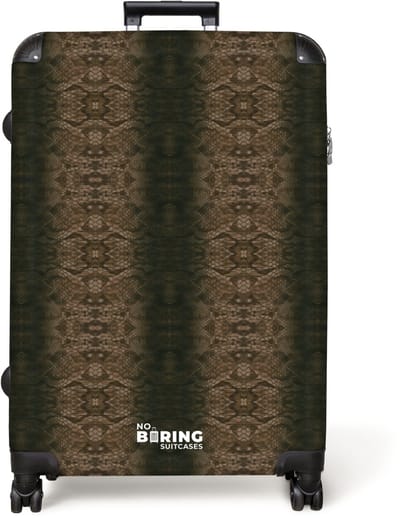 NoBoringSuitcases.com® - Koffer groot - Reiskoffer lichtgewicht - Bruin koperen slangenhuid met symmetrische schubstructuur - Rolkoffer met 4 wielen - Grote trolley XL - 98 liter bagage