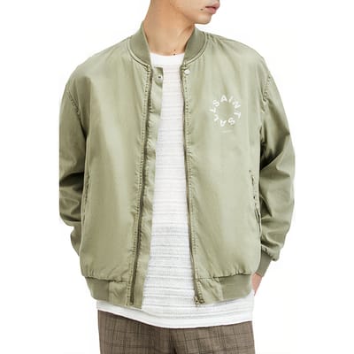 AllSaints Tierra Faded Bomber Herb Green Größe: XS | Bomberjacken Outlet | Herren | Grün