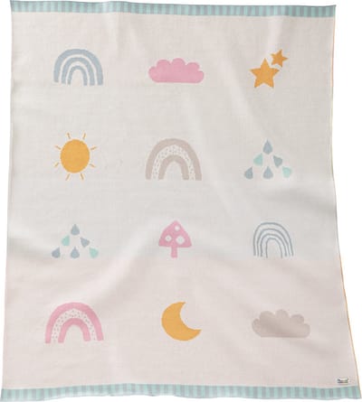 howa Babydeken "be happy" van 100% Katoen beige Knuffeldeken Gebreide Deken voor Baby Cadeau voor Geboorte voor Jongens en Meisjes 8901