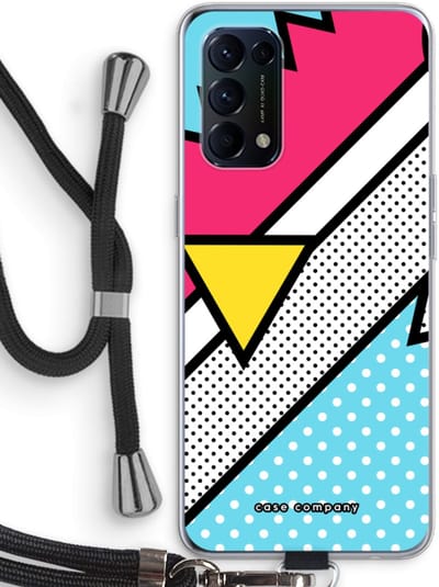 Case Company® - Hoesje met koord geschikt voor Oppo Find X3 Lite hoesje met Koord - Pop Art #3 - Telefoonhoesje met Zwart Koord - Bescherming aan alle Kanten en Over de Schermrand