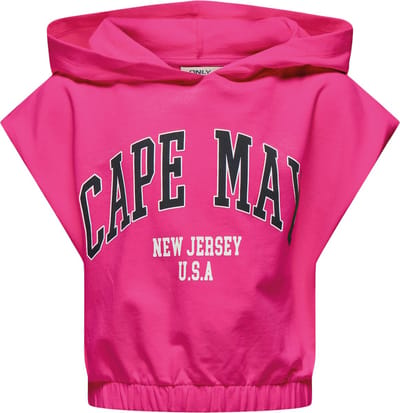 ONLY KOGAMANDA S/S HOOD UB SWT Meisjes T-shirt - Raspberry RosePrint:CAPE MAY - Maat 158/164