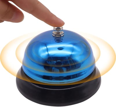 Tafelbel - Servicebel Keuken - Snelle Communicatie - Roestvrij Metaal - 8.5 cm - Blauw