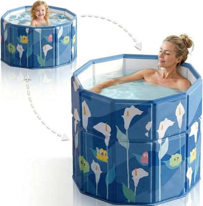 SNJY® Zitbad voor Volwassenen - Opvouwbaar Bad - Inklapbaar Bad - 2-in-1 - 70x65 cm - Blauw